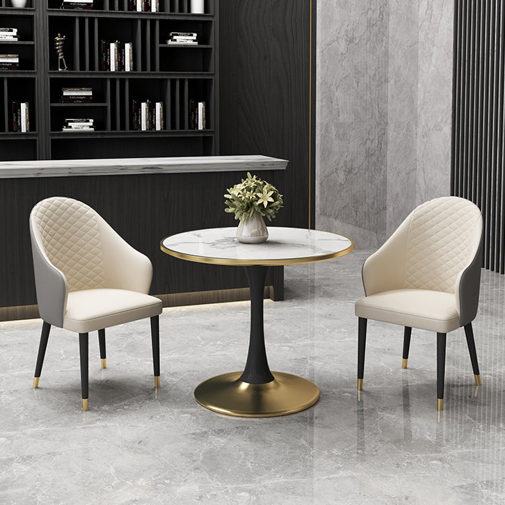 31.5-inch Metal Contemporary Dining Table Round Table for Kitchen Clearhalo ' dining_table' 'Dining Tables & Seating' 'Dining Tables' 'furn' 'furn_dining_table' 'Furniture' 'furniture_dining_table' 'Kitchen & Dining Furniture' 'kitchen&dining_furn' 'kitchen' 'kitchen_dining_table' 4051334