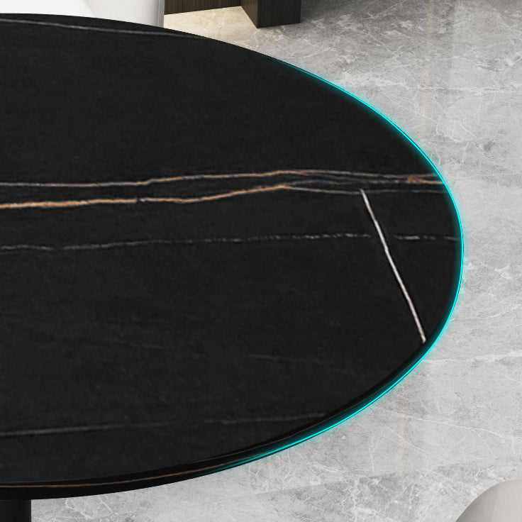 31.5-inch Metal Contemporary Dining Table Round Table for Kitchen Clearhalo ' dining_table' 'Dining Tables & Seating' 'Dining Tables' 'furn' 'furn_dining_table' 'Furniture' 'furniture_dining_table' 'Kitchen & Dining Furniture' 'kitchen&dining_furn' 'kitchen' 'kitchen_dining_table' 4051336