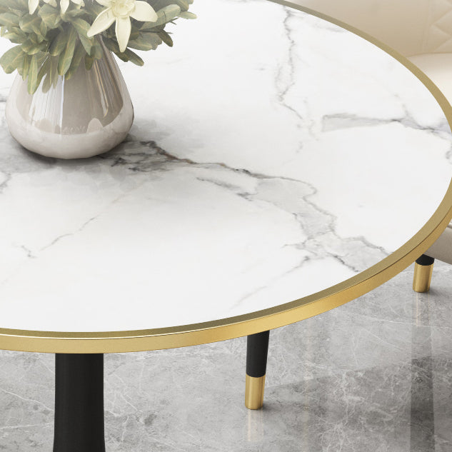 31.5-inch Metal Contemporary Dining Table Round Table for Kitchen Clearhalo ' dining_table' 'Dining Tables & Seating' 'Dining Tables' 'furn' 'furn_dining_table' 'Furniture' 'furniture_dining_table' 'Kitchen & Dining Furniture' 'kitchen&dining_furn' 'kitchen' 'kitchen_dining_table' 4051337