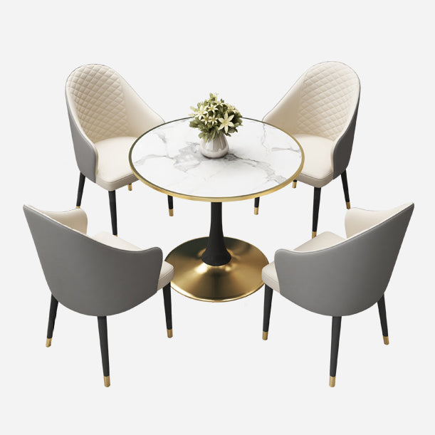 31.5-inch Metal Contemporary Dining Table Round Table for Kitchen Clearhalo ' dining_table' 'Dining Tables & Seating' 'Dining Tables' 'furn' 'furn_dining_table' 'Furniture' 'furniture_dining_table' 'Kitchen & Dining Furniture' 'kitchen&dining_furn' 'kitchen' 'kitchen_dining_table' 4051340