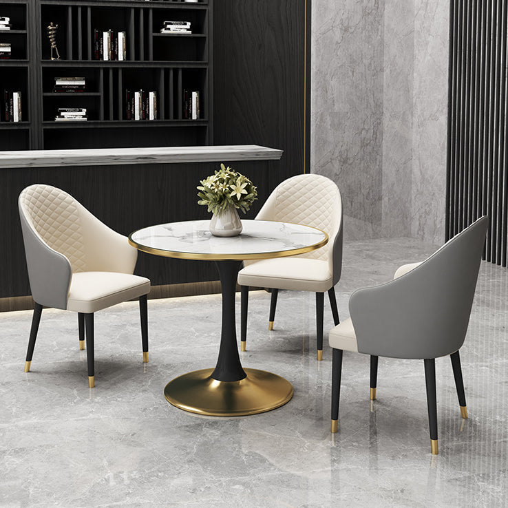 31.5-inch Metal Contemporary Dining Table Round Table for Kitchen Clearhalo ' dining_table' 'Dining Tables & Seating' 'Dining Tables' 'furn' 'furn_dining_table' 'Furniture' 'furniture_dining_table' 'Kitchen & Dining Furniture' 'kitchen&dining_furn' 'kitchen' 'kitchen_dining_table' 4051342