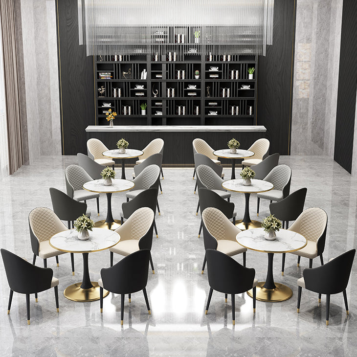 31.5-inch Metal Contemporary Dining Table Round Table for Kitchen Clearhalo ' dining_table' 'Dining Tables & Seating' 'Dining Tables' 'furn' 'furn_dining_table' 'Furniture' 'furniture_dining_table' 'Kitchen & Dining Furniture' 'kitchen&dining_furn' 'kitchen' 'kitchen_dining_table' 4051343