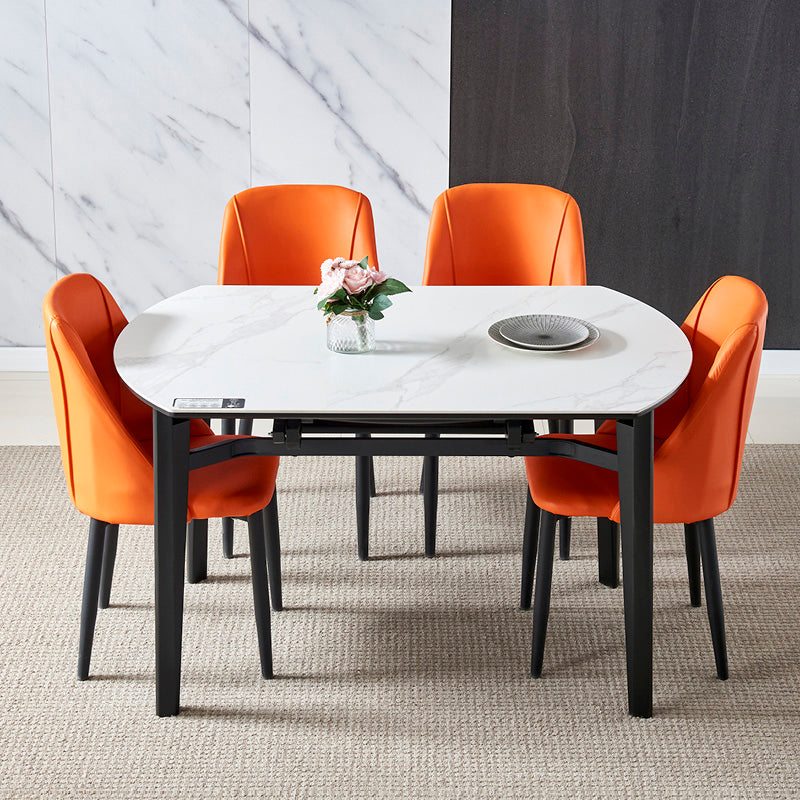 Contemporary Style Round 51.2'' Dining Site Table Stone Drop-Leaf Dining Room Furniture Clearhalo ' dining_table' 'Dining Tables & Seating' 'Dining Tables' 'furn' 'furn_dining_table' 'Furniture' 'furniture_dining_table' 'Kitchen & Dining Furniture' 'kitchen&dining_furn' 'kitchen' 'kitchen_dining_table' 4051390