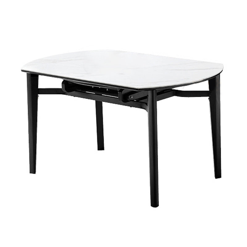 Contemporary Style Round 51.2'' Dining Site Table Stone Drop-Leaf Dining Room Furniture Clearhalo ' dining_table' 'Dining Tables & Seating' 'Dining Tables' 'furn' 'furn_dining_table' 'Furniture' 'furniture_dining_table' 'Kitchen & Dining Furniture' 'kitchen&dining_furn' 'kitchen' 'kitchen_dining_table' 4051392