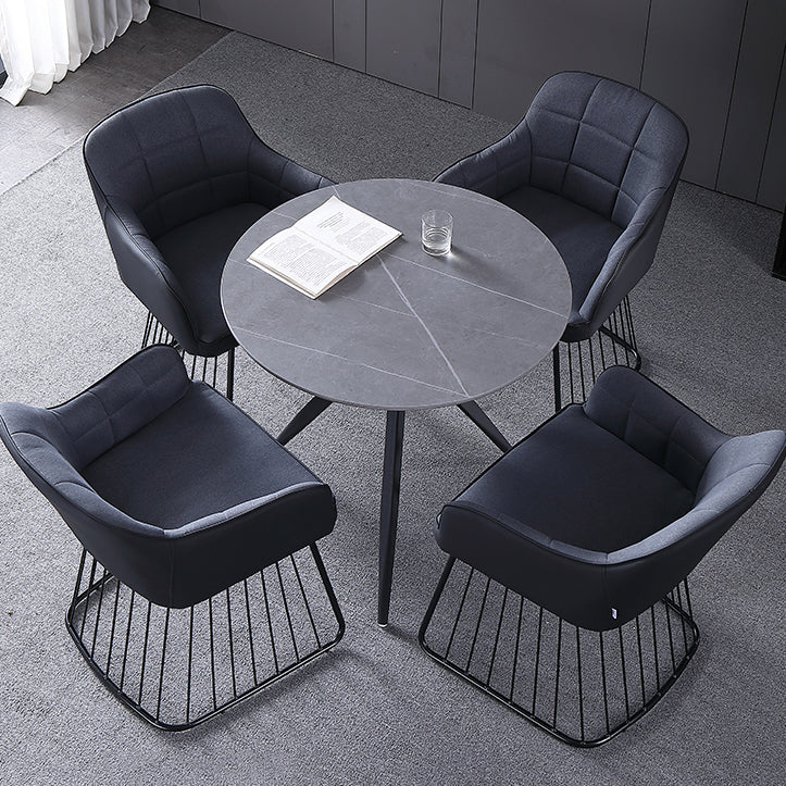 Modern Style Round Dinner Table Sintered Stone Table with Metal Base for Home Use Clearhalo ' dining_table' 'Dining Tables & Seating' 'Dining Tables' 'furn' 'furn_dining_table' 'Furniture' 'furniture_dining_table' 'Kitchen & Dining Furniture' 'kitchen&dining_furn' 'kitchen' 'kitchen_dining_table' 4051411