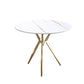 Modern Style Round Dinner Table Sintered Stone Table with Metal Base for Home Use White Gold Clearhalo ' dining_table' 'Dining Tables & Seating' 'Dining Tables' 'furn' 'furn_dining_table' 'Furniture' 'furniture_dining_table' 'Kitchen & Dining Furniture' 'kitchen&dining_furn' 'kitchen' 'kitchen_dining_table' 4051412