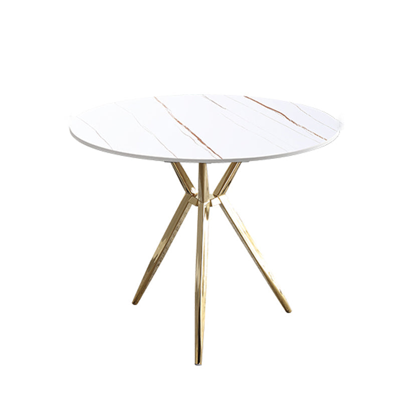 Modern Style Round Dinner Table Sintered Stone Table with Metal Base for Home Use White Gold Clearhalo ' dining_table' 'Dining Tables & Seating' 'Dining Tables' 'furn' 'furn_dining_table' 'Furniture' 'furniture_dining_table' 'Kitchen & Dining Furniture' 'kitchen&dining_furn' 'kitchen' 'kitchen_dining_table' 4051412