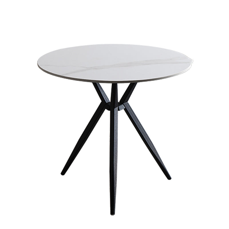 Modern Style Round Dinner Table Sintered Stone Table with Metal Base for Home Use White Black Clearhalo ' dining_table' 'Dining Tables & Seating' 'Dining Tables' 'furn' 'furn_dining_table' 'Furniture' 'furniture_dining_table' 'Kitchen & Dining Furniture' 'kitchen&dining_furn' 'kitchen' 'kitchen_dining_table' 4051413