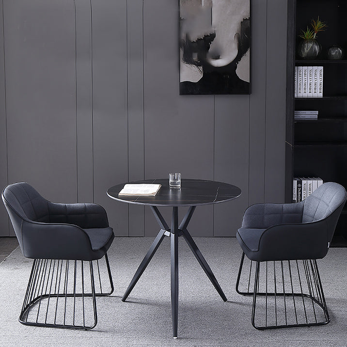 Modern Style Round Dinner Table Sintered Stone Table with Metal Base for Home Use Clearhalo ' dining_table' 'Dining Tables & Seating' 'Dining Tables' 'furn' 'furn_dining_table' 'Furniture' 'furniture_dining_table' 'Kitchen & Dining Furniture' 'kitchen&dining_furn' 'kitchen' 'kitchen_dining_table' 4051414