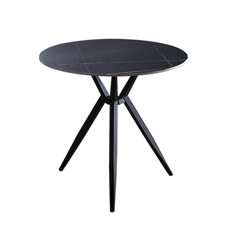 Modern Style Round Dinner Table Sintered Stone Table with Metal Base for Home Use Black Black Clearhalo ' dining_table' 'Dining Tables & Seating' 'Dining Tables' 'furn' 'furn_dining_table' 'Furniture' 'furniture_dining_table' 'Kitchen & Dining Furniture' 'kitchen&dining_furn' 'kitchen' 'kitchen_dining_table' 4051417