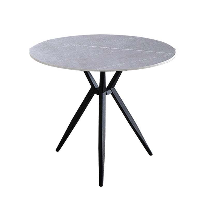 Modern Style Round Dinner Table Sintered Stone Table with Metal Base for Home Use Gray Black Clearhalo ' dining_table' 'Dining Tables & Seating' 'Dining Tables' 'furn' 'furn_dining_table' 'Furniture' 'furniture_dining_table' 'Kitchen & Dining Furniture' 'kitchen&dining_furn' 'kitchen' 'kitchen_dining_table' 4051421