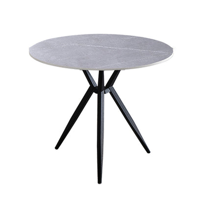 Modern Style Round Dinner Table Sintered Stone Table with Metal Base for Home Use Gray Black Clearhalo ' dining_table' 'Dining Tables & Seating' 'Dining Tables' 'furn' 'furn_dining_table' 'Furniture' 'furniture_dining_table' 'Kitchen & Dining Furniture' 'kitchen&dining_furn' 'kitchen' 'kitchen_dining_table' 4051421