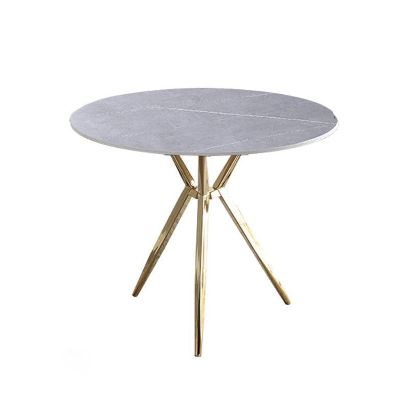 Modern Style Round Dinner Table Sintered Stone Table with Metal Base for Home Use Gray Gold Clearhalo ' dining_table' 'Dining Tables & Seating' 'Dining Tables' 'furn' 'furn_dining_table' 'Furniture' 'furniture_dining_table' 'Kitchen & Dining Furniture' 'kitchen&dining_furn' 'kitchen' 'kitchen_dining_table' 4051423