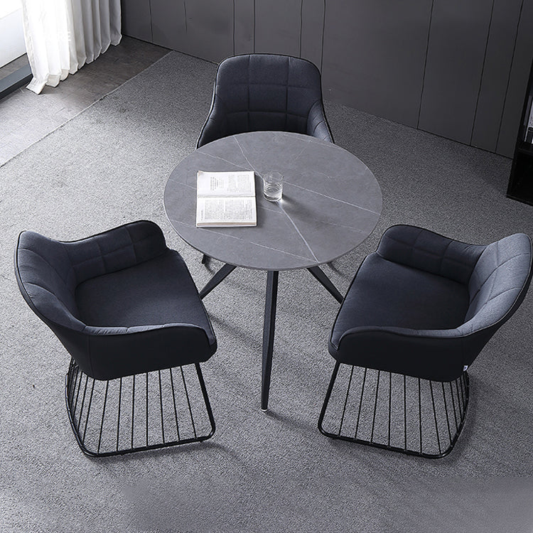 Modern Style Round Dinner Table Sintered Stone Table with Metal Base for Home Use Clearhalo ' dining_table' 'Dining Tables & Seating' 'Dining Tables' 'furn' 'furn_dining_table' 'Furniture' 'furniture_dining_table' 'Kitchen & Dining Furniture' 'kitchen&dining_furn' 'kitchen' 'kitchen_dining_table' 4051427
