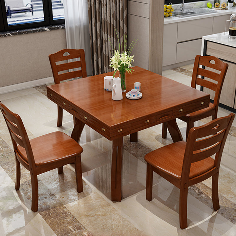 Modern Rubberwood Dinner Table Round 4 Legs Drop-Leaf Table for Home Use Clearhalo ' dining_table' 'Dining Tables & Seating' 'Dining Tables' 'furn' 'furn_dining_table' 'Furniture' 'furniture_dining_table' 'Kitchen & Dining Furniture' 'kitchen&dining_furn' 'kitchen' 'kitchen_dining_table' 4051431