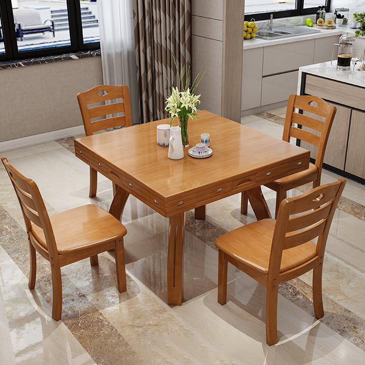 Modern Rubberwood Dinner Table Round 4 Legs Drop-Leaf Table for Home Use Clearhalo ' dining_table' 'Dining Tables & Seating' 'Dining Tables' 'furn' 'furn_dining_table' 'Furniture' 'furniture_dining_table' 'Kitchen & Dining Furniture' 'kitchen&dining_furn' 'kitchen' 'kitchen_dining_table' 4051434