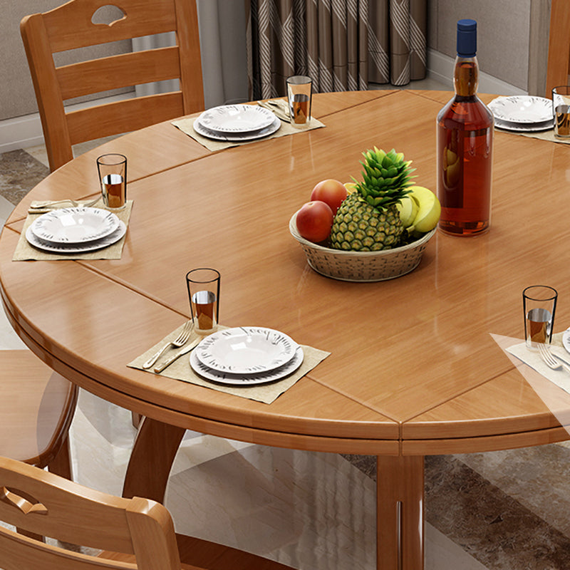 Modern Rubberwood Dinner Table Round 4 Legs Drop-Leaf Table for Home Use Clearhalo ' dining_table' 'Dining Tables & Seating' 'Dining Tables' 'furn' 'furn_dining_table' 'Furniture' 'furniture_dining_table' 'Kitchen & Dining Furniture' 'kitchen&dining_furn' 'kitchen' 'kitchen_dining_table' 4051437