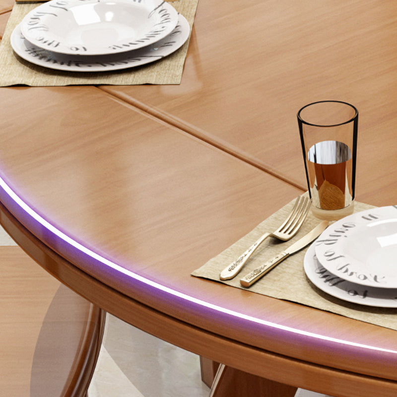 Modern Rubberwood Dinner Table Round 4 Legs Drop-Leaf Table for Home Use Clearhalo ' dining_table' 'Dining Tables & Seating' 'Dining Tables' 'furn' 'furn_dining_table' 'Furniture' 'furniture_dining_table' 'Kitchen & Dining Furniture' 'kitchen&dining_furn' 'kitchen' 'kitchen_dining_table' 4051438