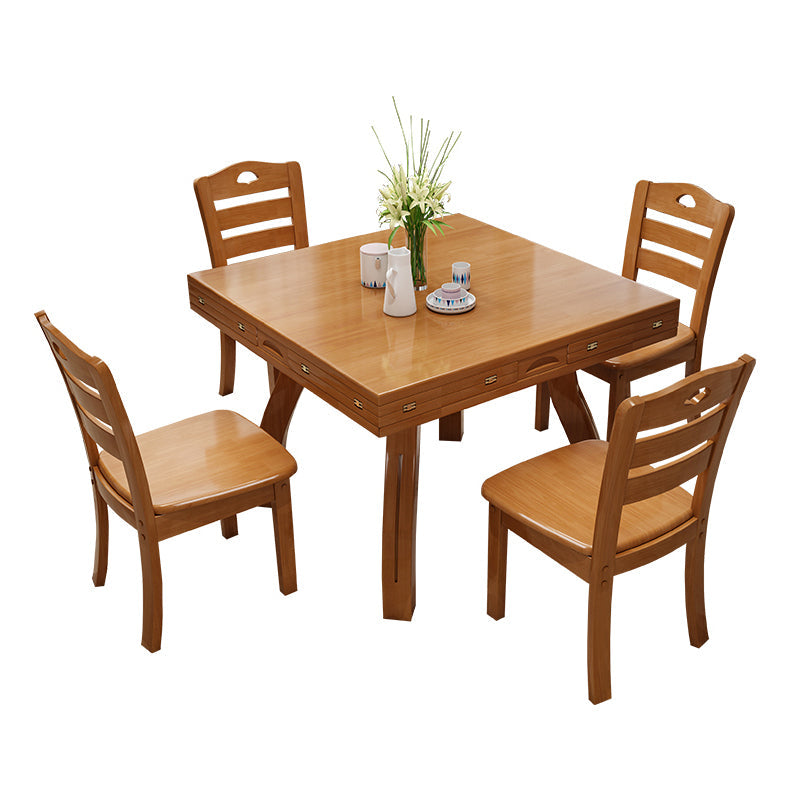 Modern Rubberwood Dinner Table Round 4 Legs Drop-Leaf Table for Home Use Clearhalo ' dining_table' 'Dining Tables & Seating' 'Dining Tables' 'furn' 'furn_dining_table' 'Furniture' 'furniture_dining_table' 'Kitchen & Dining Furniture' 'kitchen&dining_furn' 'kitchen' 'kitchen_dining_table' 4051442