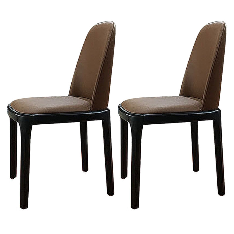 Scandinavian Rubberwood Leather Side Chair Parsons Matte Finish Dining Chair (Set of 2) Coffee Clearhalo ' kitchen&dining_furn' 'Dining Chairs' 'Dining Tables & Seating' 'dining_chair' 'furn' 'furn_dining_chair' 'Furniture' 'furniture_dining_chair' 'Kitchen & Dining Furniture' 'kitchen' 4054825