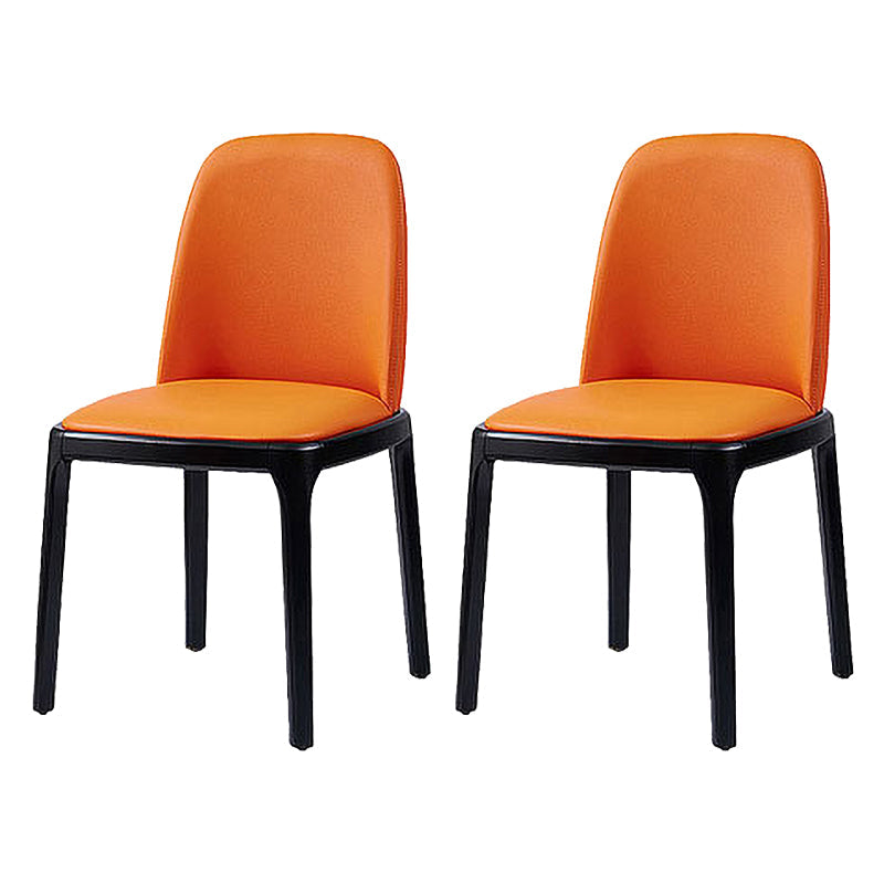 Scandinavian Rubberwood Leather Side Chair Parsons Matte Finish Dining Chair (Set of 2) Orange Clearhalo ' kitchen&dining_furn' 'Dining Chairs' 'Dining Tables & Seating' 'dining_chair' 'furn' 'furn_dining_chair' 'Furniture' 'furniture_dining_chair' 'Kitchen & Dining Furniture' 'kitchen' 4054827