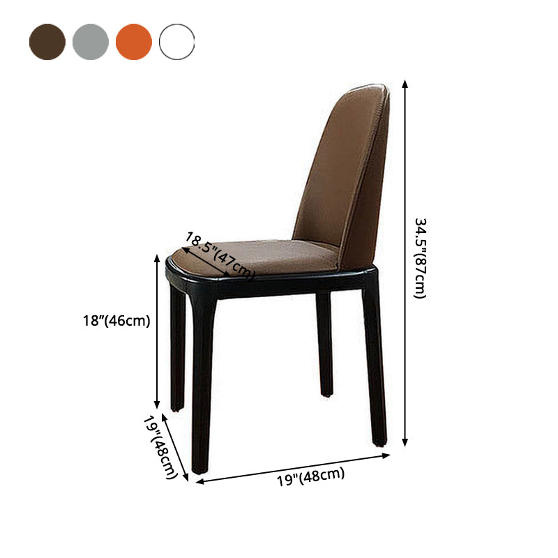 Scandinavian Rubberwood Leather Side Chair Parsons Matte Finish Dining Chair (Set of 2) Clearhalo ' kitchen&dining_furn' 'Dining Chairs' 'Dining Tables & Seating' 'dining_chair' 'furn' 'furn_dining_chair' 'Furniture' 'furniture_dining_chair' 'Kitchen & Dining Furniture' 'kitchen' 4054838