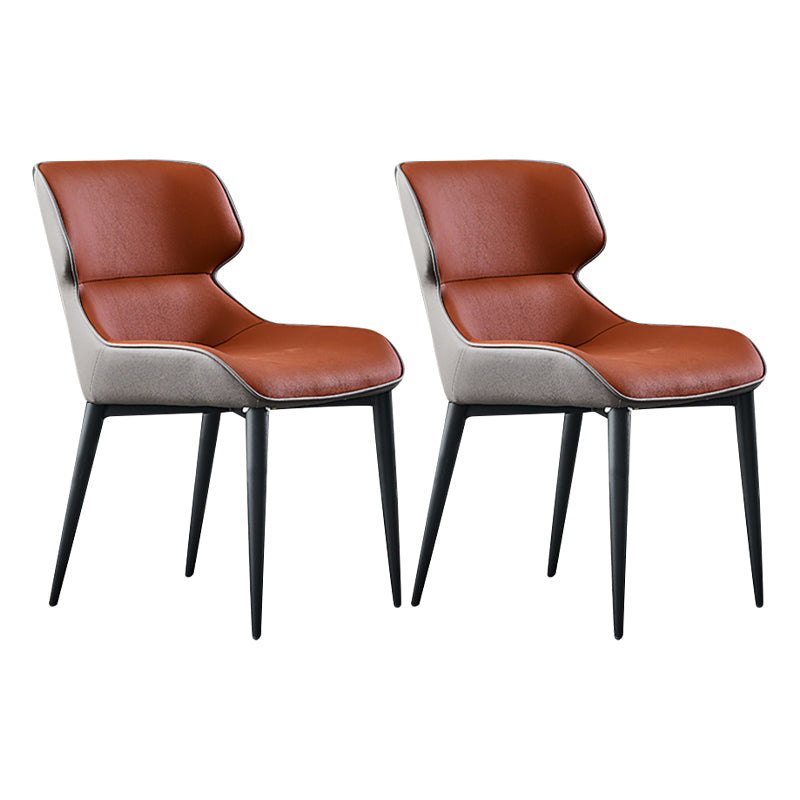 Home Upholstered Armless Dining Chairs Side Chairs with Metal Legs (Set of 2) Red Clearhalo ' kitchen&dining_furn' 'Dining Chairs' 'Dining Tables & Seating' 'dining_chair' 'furn' 'furn_dining_chair' 'Furniture' 'furniture_dining_chair' 'Kitchen & Dining Furniture' 'kitchen' 4054841