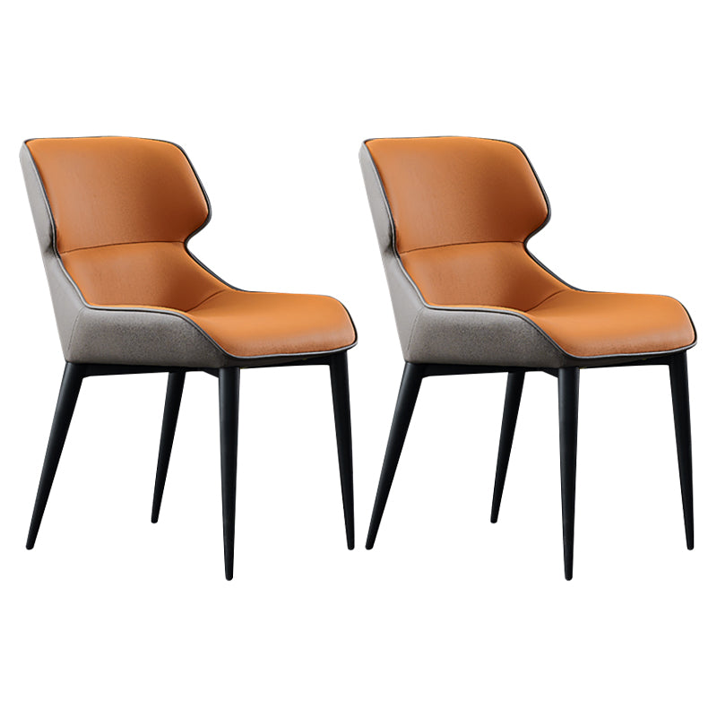 Home Upholstered Armless Dining Chairs Side Chairs with Metal Legs (Set of 2) Orange Clearhalo ' kitchen&dining_furn' 'Dining Chairs' 'Dining Tables & Seating' 'dining_chair' 'furn' 'furn_dining_chair' 'Furniture' 'furniture_dining_chair' 'Kitchen & Dining Furniture' 'kitchen' 4054845