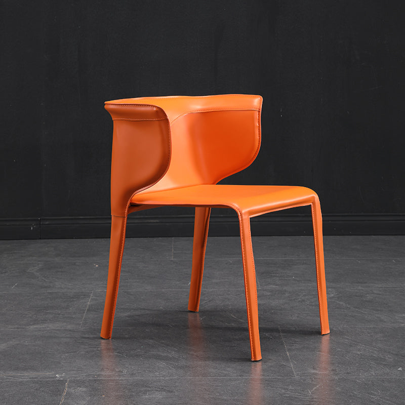 Designer Style Dining Arm Chair Matte Finish Wingback Single Dining Chair Orange Clearhalo ' kitchen&dining_furn' 'Dining Chairs' 'Dining Tables & Seating' 'dining_chair' 'furn' 'furn_dining_chair' 'Furniture' 'furniture_dining_chair' 'Kitchen & Dining Furniture' 'kitchen' 4054861