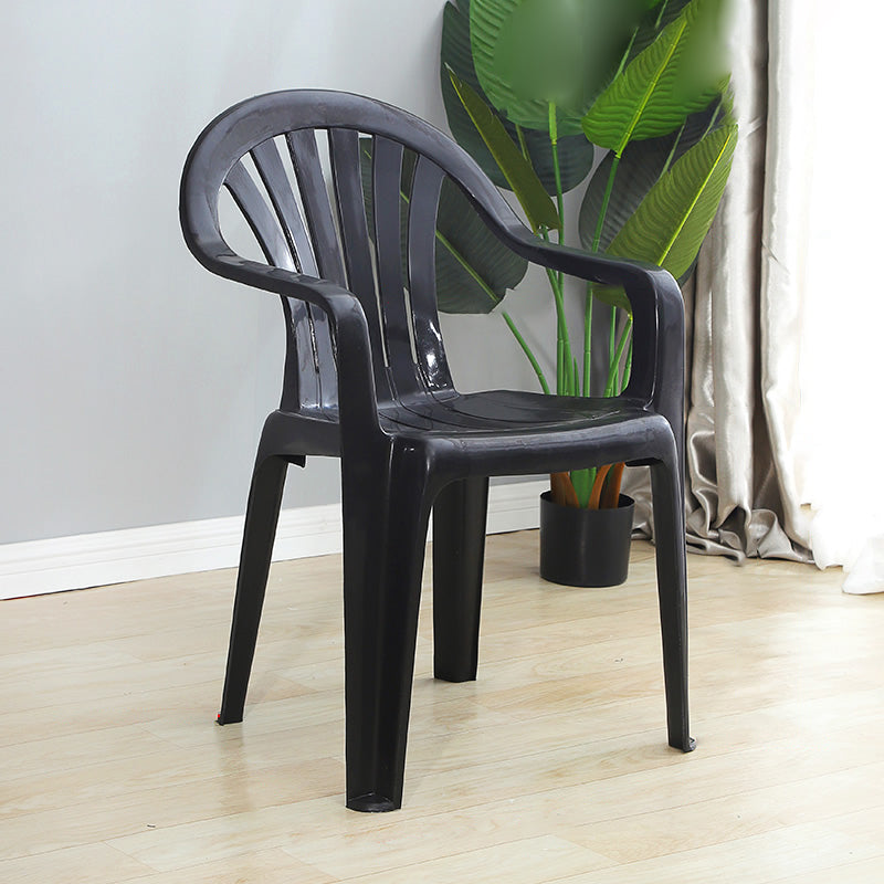 Contemporary Plastic Side Arm Chair Windsor Back Stacking Side Chair for Home Use Black 1 Piece Clearhalo ' kitchen&dining_furn' 'Dining Chairs' 'Dining Tables & Seating' 'dining_chair' 'furn' 'furn_dining_chair' 'Furniture' 'furniture_dining_chair' 'Kitchen & Dining Furniture' 'kitchen' 4054870