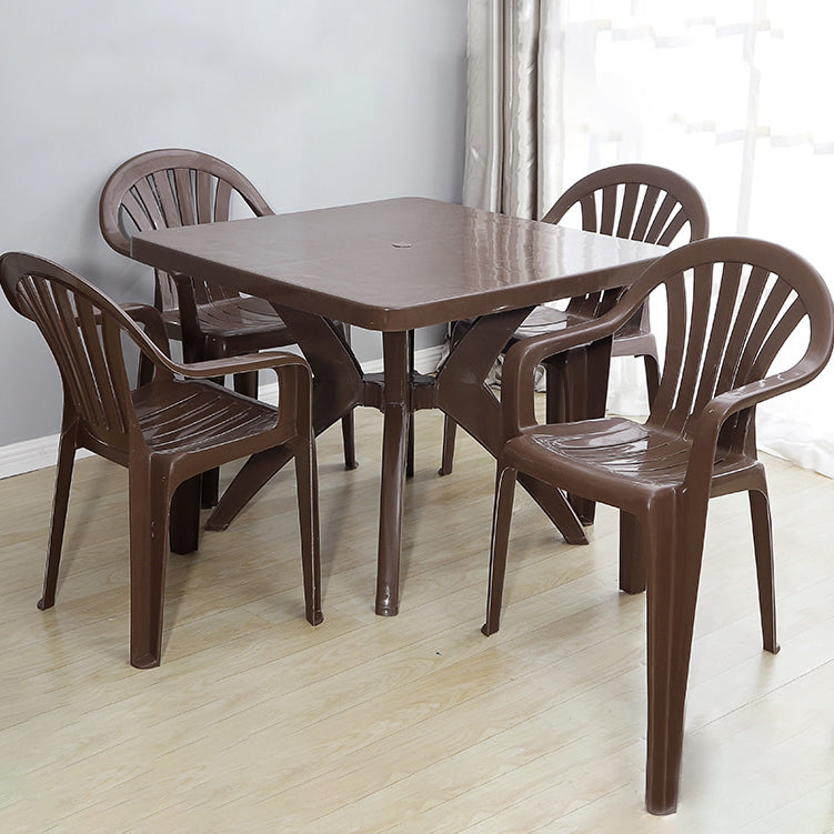 Contemporary Plastic Side Arm Chair Windsor Back Stacking Side Chair for Home Use Clearhalo ' kitchen&dining_furn' 'Dining Chairs' 'Dining Tables & Seating' 'dining_chair' 'furn' 'furn_dining_chair' 'Furniture' 'furniture_dining_chair' 'Kitchen & Dining Furniture' 'kitchen' 4054871