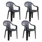 Contemporary Plastic Side Arm Chair Windsor Back Stacking Side Chair for Home Use Black 4 Piece Set Clearhalo ' kitchen&dining_furn' 'Dining Chairs' 'Dining Tables & Seating' 'dining_chair' 'furn' 'furn_dining_chair' 'Furniture' 'furniture_dining_chair' 'Kitchen & Dining Furniture' 'kitchen' 4054873