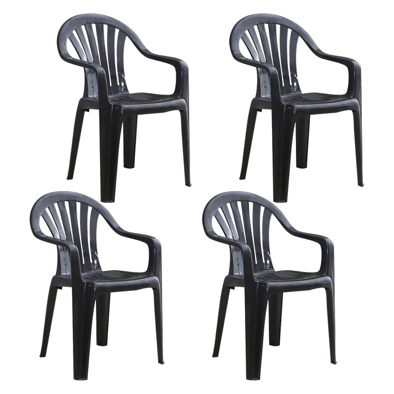 Contemporary Plastic Side Arm Chair Windsor Back Stacking Side Chair for Home Use Black 4 Piece Set Clearhalo ' kitchen&dining_furn' 'Dining Chairs' 'Dining Tables & Seating' 'dining_chair' 'furn' 'furn_dining_chair' 'Furniture' 'furniture_dining_chair' 'Kitchen & Dining Furniture' 'kitchen' 4054873