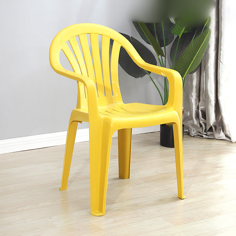 Contemporary Plastic Side Arm Chair Windsor Back Stacking Side Chair for Home Use Lemon Yellow 1 Piece Clearhalo ' kitchen&dining_furn' 'Dining Chairs' 'Dining Tables & Seating' 'dining_chair' 'furn' 'furn_dining_chair' 'Furniture' 'furniture_dining_chair' 'Kitchen & Dining Furniture' 'kitchen' 4054887