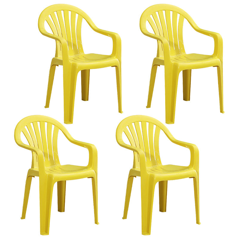 Contemporary Plastic Side Arm Chair Windsor Back Stacking Side Chair for Home Use Lemon Yellow 4 Piece Set Clearhalo ' kitchen&dining_furn' 'Dining Chairs' 'Dining Tables & Seating' 'dining_chair' 'furn' 'furn_dining_chair' 'Furniture' 'furniture_dining_chair' 'Kitchen & Dining Furniture' 'kitchen' 4054891