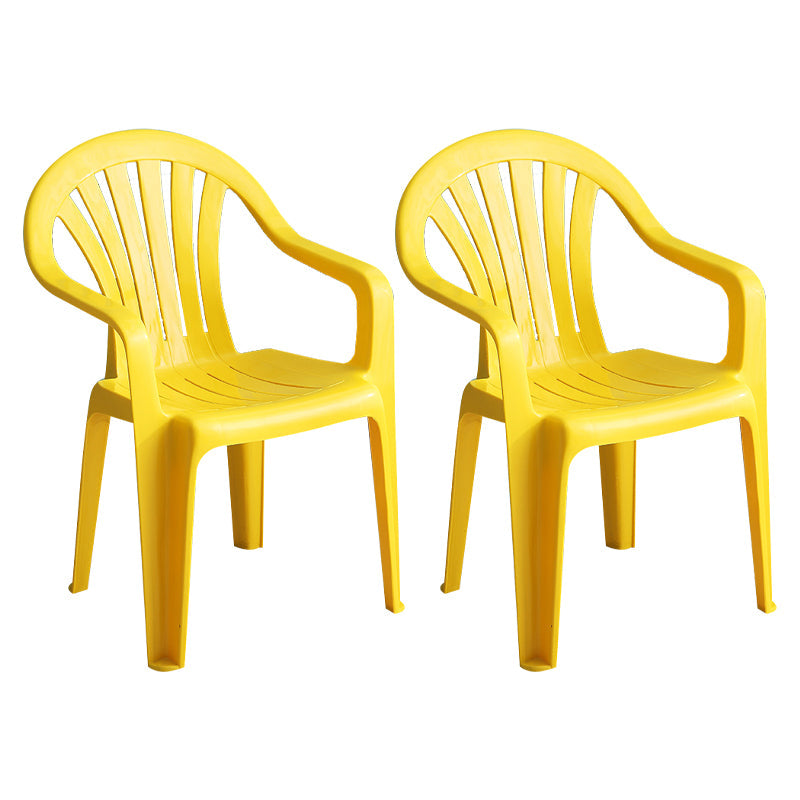 Contemporary Plastic Side Arm Chair Windsor Back Stacking Side Chair for Home Use Golden 2 Piece Set Clearhalo ' kitchen&dining_furn' 'Dining Chairs' 'Dining Tables & Seating' 'dining_chair' 'furn' 'furn_dining_chair' 'Furniture' 'furniture_dining_chair' 'Kitchen & Dining Furniture' 'kitchen' 4054894