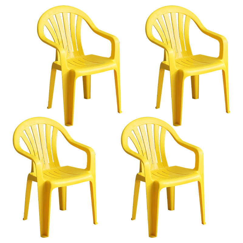 Contemporary Plastic Side Arm Chair Windsor Back Stacking Side Chair for Home Use Golden 4 Piece Set Clearhalo ' kitchen&dining_furn' 'Dining Chairs' 'Dining Tables & Seating' 'dining_chair' 'furn' 'furn_dining_chair' 'Furniture' 'furniture_dining_chair' 'Kitchen & Dining Furniture' 'kitchen' 4054895