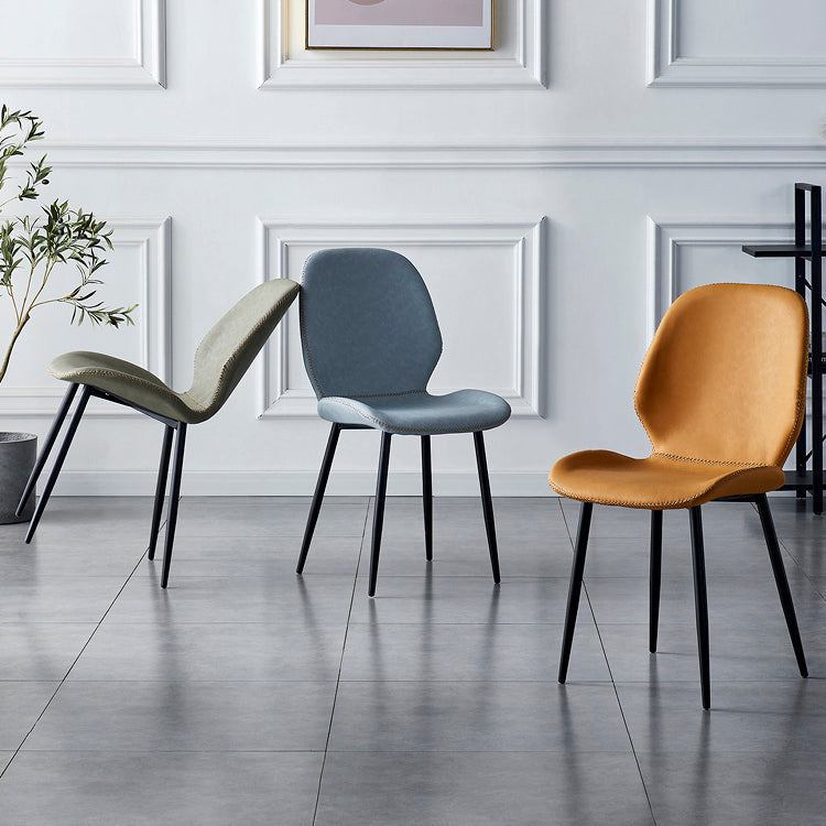 Contemporary Metal Dining Room Chairs Armless PU Leather Dining Chairs Clearhalo ' kitchen&dining_furn' 'Dining Chairs' 'Dining Tables & Seating' 'dining_chair' 'furn' 'furn_dining_chair' 'Furniture' 'furniture_dining_chair' 'Kitchen & Dining Furniture' 'kitchen' 4054914