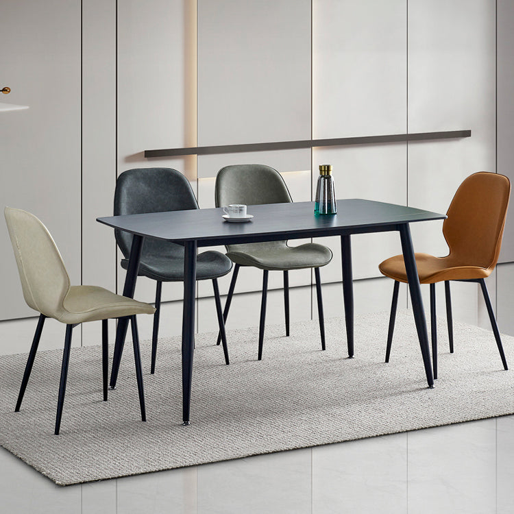 Contemporary Metal Dining Room Chairs Armless PU Leather Dining Chairs Clearhalo ' kitchen&dining_furn' 'Dining Chairs' 'Dining Tables & Seating' 'dining_chair' 'furn' 'furn_dining_chair' 'Furniture' 'furniture_dining_chair' 'Kitchen & Dining Furniture' 'kitchen' 4054916