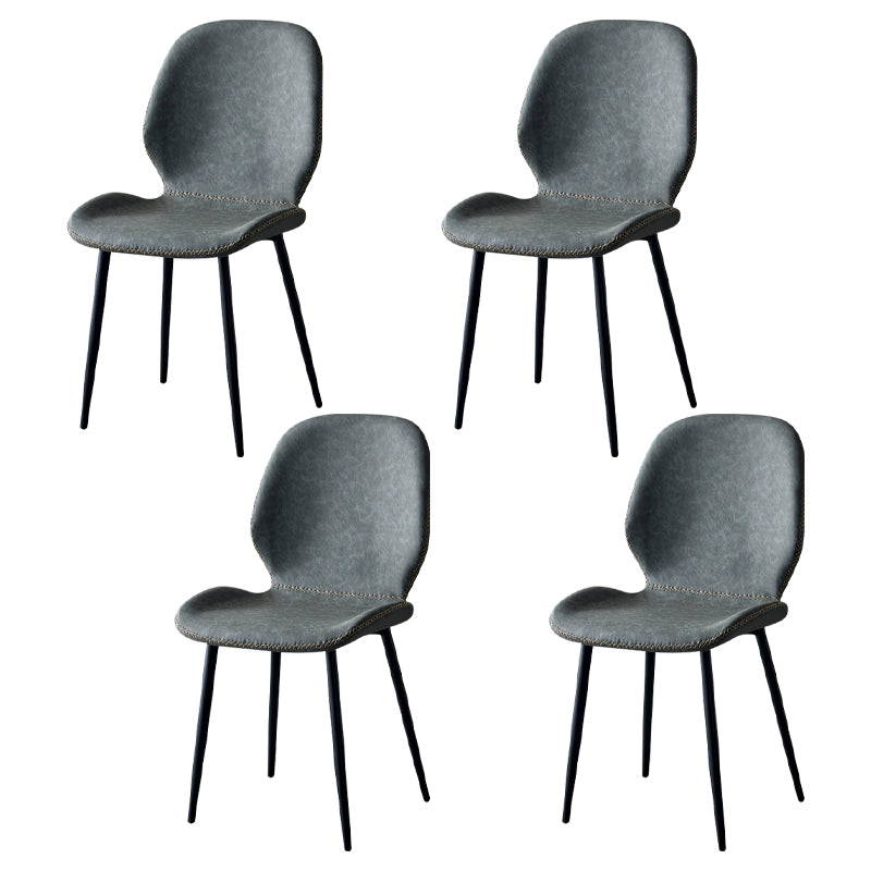 Contemporary Metal Dining Room Chairs Armless PU Leather Dining Chairs Dark Gray 4 Piece Set Clearhalo ' kitchen&dining_furn' 'Dining Chairs' 'Dining Tables & Seating' 'dining_chair' 'furn' 'furn_dining_chair' 'Furniture' 'furniture_dining_chair' 'Kitchen & Dining Furniture' 'kitchen' 4054918