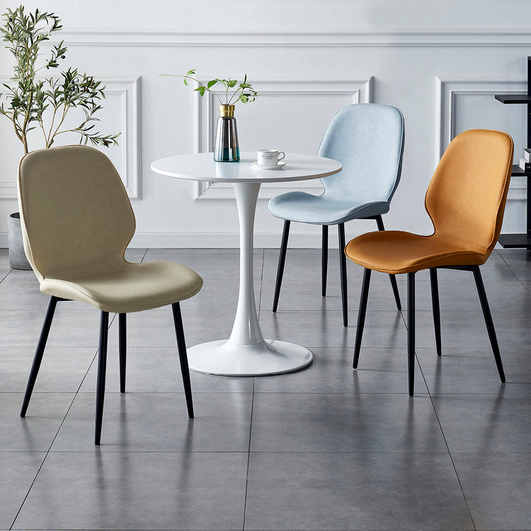 Contemporary Metal Dining Room Chairs Armless PU Leather Dining Chairs Clearhalo ' kitchen&dining_furn' 'Dining Chairs' 'Dining Tables & Seating' 'dining_chair' 'furn' 'furn_dining_chair' 'Furniture' 'furniture_dining_chair' 'Kitchen & Dining Furniture' 'kitchen' 4054919