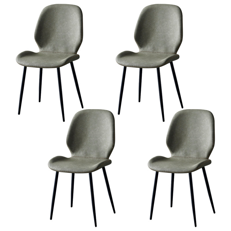 Contemporary Metal Dining Room Chairs Armless PU Leather Dining Chairs Light Gray 4 Piece Set Clearhalo ' kitchen&dining_furn' 'Dining Chairs' 'Dining Tables & Seating' 'dining_chair' 'furn' 'furn_dining_chair' 'Furniture' 'furniture_dining_chair' 'Kitchen & Dining Furniture' 'kitchen' 4054924