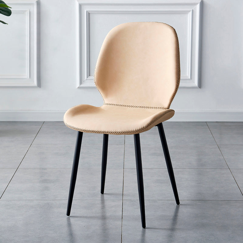 Contemporary Metal Dining Room Chairs Armless PU Leather Dining Chairs Pink 1 Piece Clearhalo ' kitchen&dining_furn' 'Dining Chairs' 'Dining Tables & Seating' 'dining_chair' 'furn' 'furn_dining_chair' 'Furniture' 'furniture_dining_chair' 'Kitchen & Dining Furniture' 'kitchen' 4054927