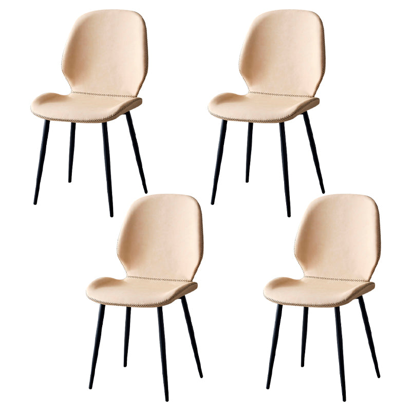 Contemporary Metal Dining Room Chairs Armless PU Leather Dining Chairs Pink 4 Piece Set Clearhalo ' kitchen&dining_furn' 'Dining Chairs' 'Dining Tables & Seating' 'dining_chair' 'furn' 'furn_dining_chair' 'Furniture' 'furniture_dining_chair' 'Kitchen & Dining Furniture' 'kitchen' 4054930