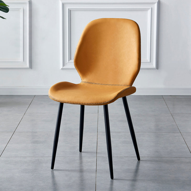 Contemporary Metal Dining Room Chairs Armless PU Leather Dining Chairs Orange 1 Piece Clearhalo ' kitchen&dining_furn' 'Dining Chairs' 'Dining Tables & Seating' 'dining_chair' 'furn' 'furn_dining_chair' 'Furniture' 'furniture_dining_chair' 'Kitchen & Dining Furniture' 'kitchen' 4054932