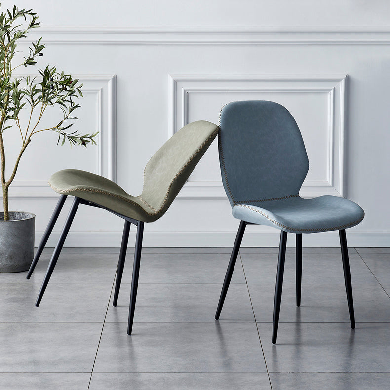 Contemporary Metal Dining Room Chairs Armless PU Leather Dining Chairs Clearhalo ' kitchen&dining_furn' 'Dining Chairs' 'Dining Tables & Seating' 'dining_chair' 'furn' 'furn_dining_chair' 'Furniture' 'furniture_dining_chair' 'Kitchen & Dining Furniture' 'kitchen' 4054934