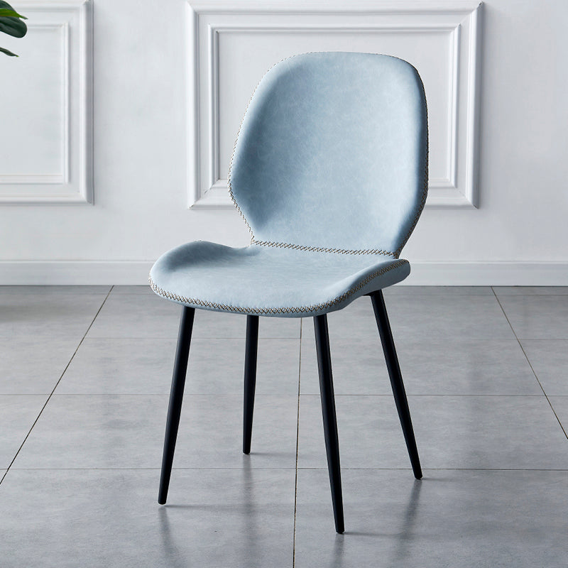 Contemporary Metal Dining Room Chairs Armless PU Leather Dining Chairs Light Blue 1 Piece Clearhalo ' kitchen&dining_furn' 'Dining Chairs' 'Dining Tables & Seating' 'dining_chair' 'furn' 'furn_dining_chair' 'Furniture' 'furniture_dining_chair' 'Kitchen & Dining Furniture' 'kitchen' 4054938