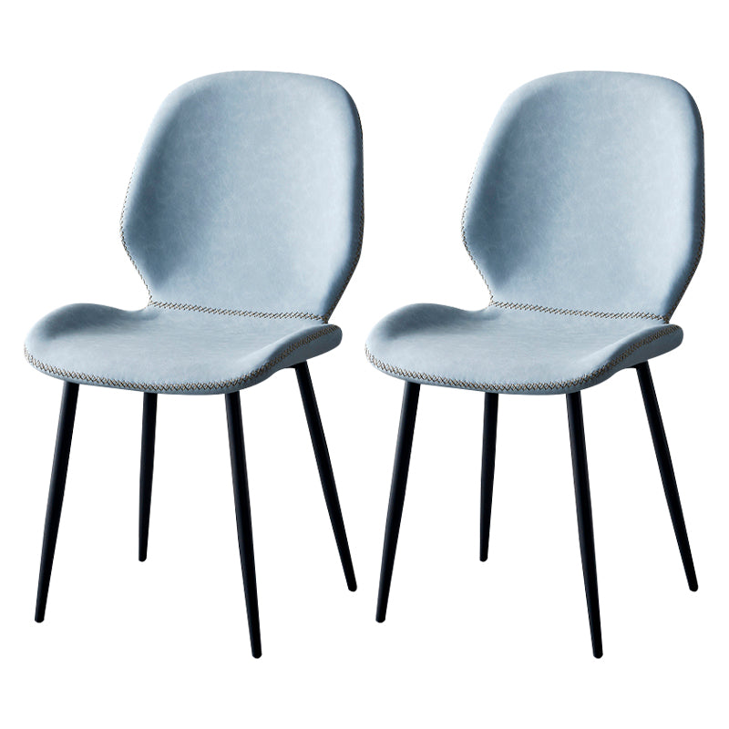 Contemporary Metal Dining Room Chairs Armless PU Leather Dining Chairs Light Blue 2 Piece Set Clearhalo ' kitchen&dining_furn' 'Dining Chairs' 'Dining Tables & Seating' 'dining_chair' 'furn' 'furn_dining_chair' 'Furniture' 'furniture_dining_chair' 'Kitchen & Dining Furniture' 'kitchen' 4054941