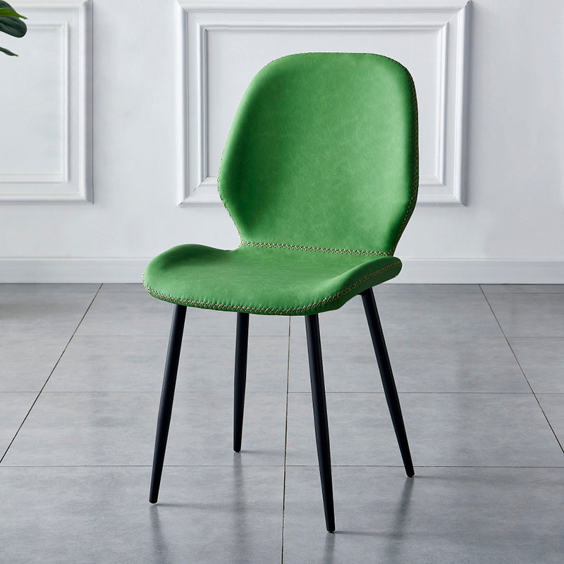 Contemporary Metal Dining Room Chairs Armless PU Leather Dining Chairs Green 1 Piece Clearhalo ' kitchen&dining_furn' 'Dining Chairs' 'Dining Tables & Seating' 'dining_chair' 'furn' 'furn_dining_chair' 'Furniture' 'furniture_dining_chair' 'Kitchen & Dining Furniture' 'kitchen' 4054943