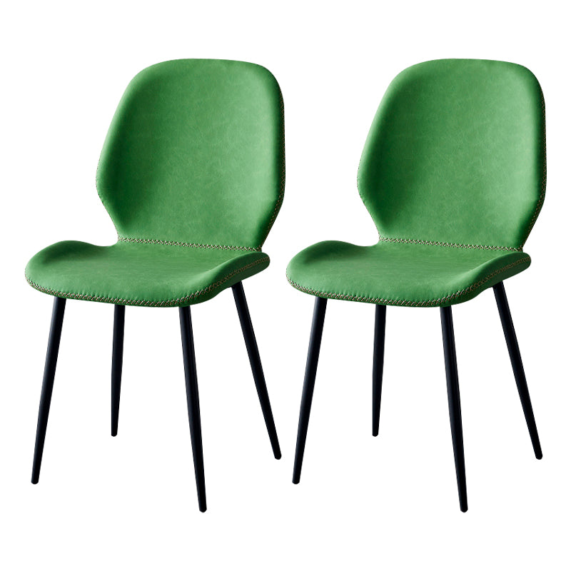 Contemporary Metal Dining Room Chairs Armless PU Leather Dining Chairs Green 2 Piece Set Clearhalo ' kitchen&dining_furn' 'Dining Chairs' 'Dining Tables & Seating' 'dining_chair' 'furn' 'furn_dining_chair' 'Furniture' 'furniture_dining_chair' 'Kitchen & Dining Furniture' 'kitchen' 4054944